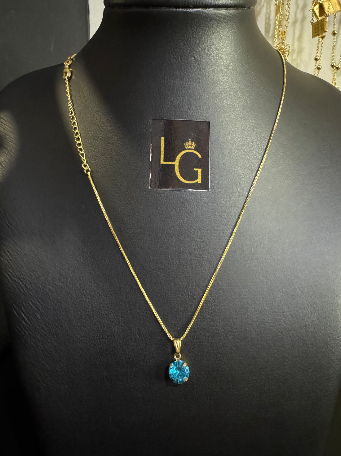 Corrente feminino veneziana 1mm - Ping ponto azul banhado a ouro 18k