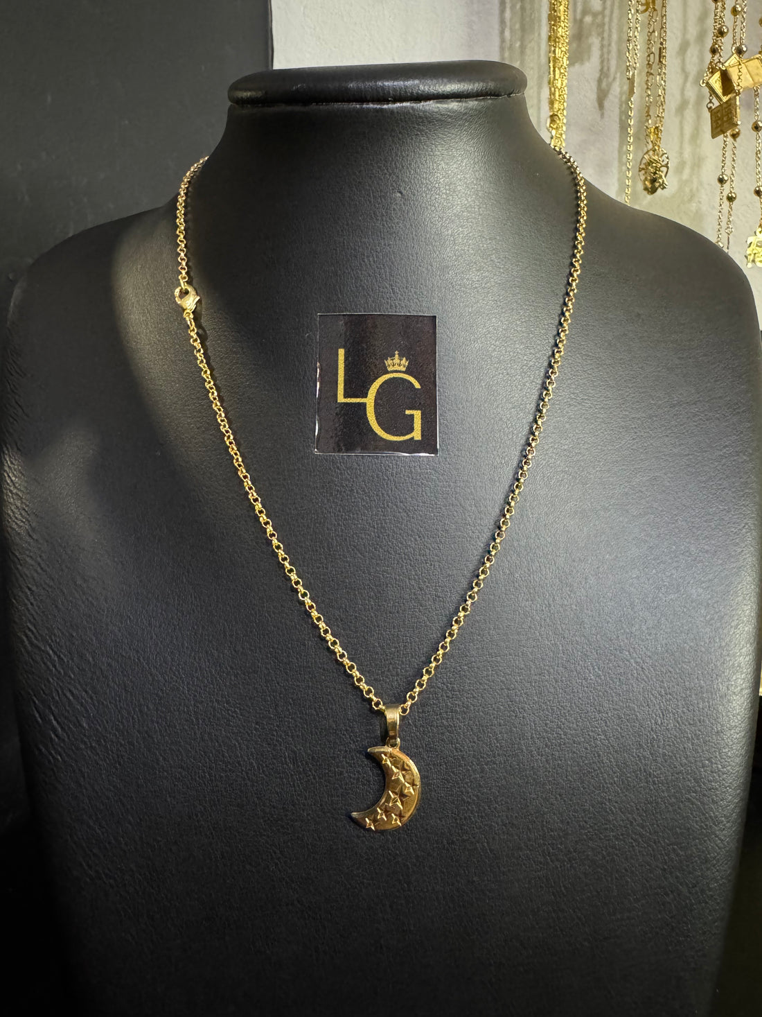 Corrente feminino português 1mm - Ping meia lua banhado a ouro 18k