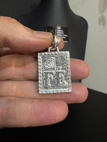 Pingente Placa Fé Prata 925