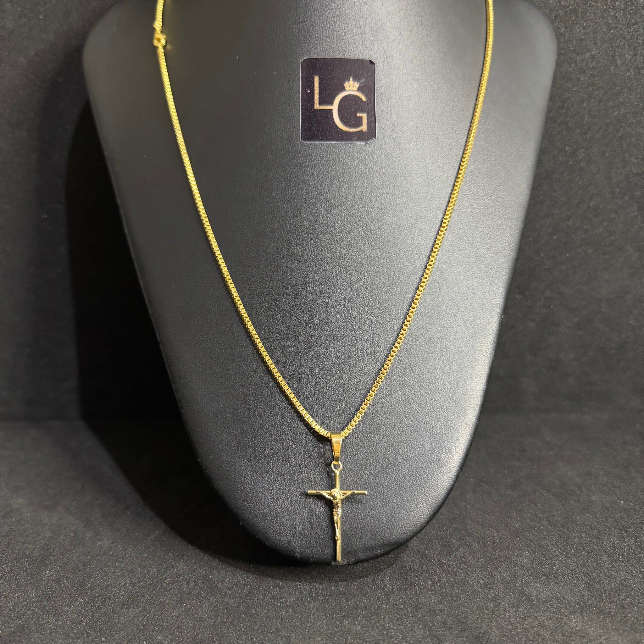Cordão verneziano 1,5mm - Crucifixo Banhado a Ouro