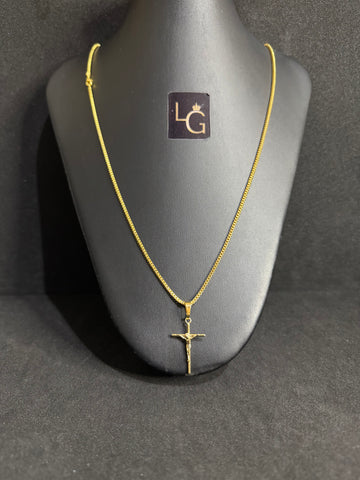 Cordão verneziano 1,5mm - Crucifixo Banhado a Ouro
