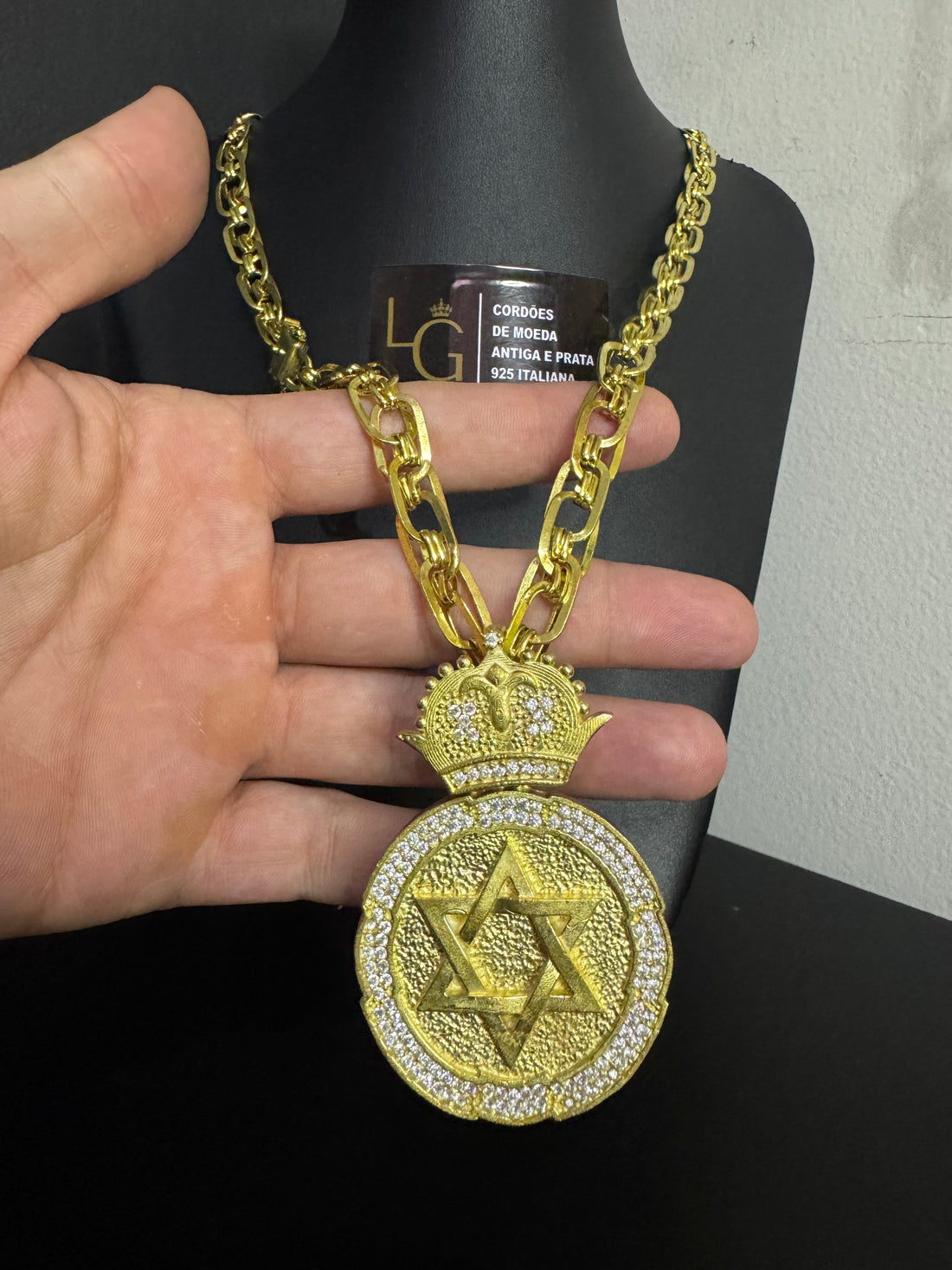 Cordão Imperador 12MM - Estrela de Davi Redondo G