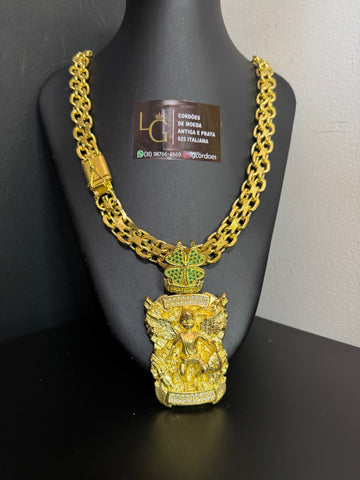 Cordão Nino Abravanel Cadeado Duplo 14mm - Anjo com Malote