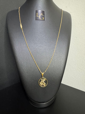 Cordão cadeado 1,5mm - São Jorge banhado a ouro 18k