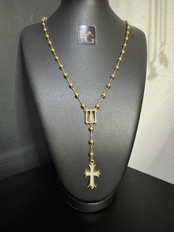 Terço Nossa Senhora com Cruz Banhado a Ouro