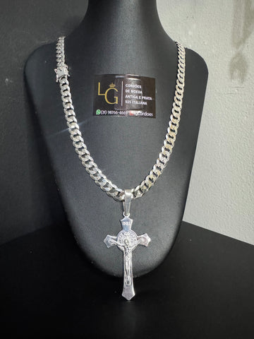 Cordão Grumet 10mm Gaveta - Cruz Crucifixo Prata 925