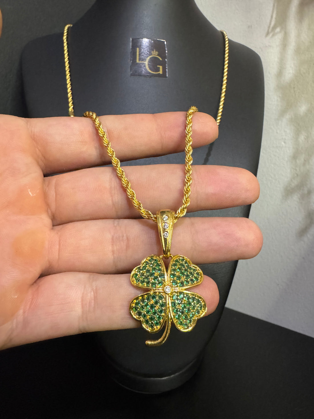 Cordão Baiano 4mm - trevo banhado a ouro 18k