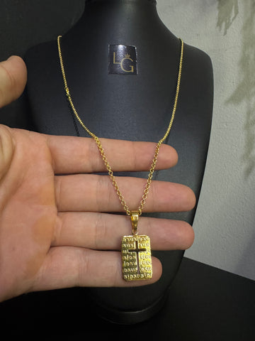 Cordão friso duplo 1,5mm - ping cruz Jesus quadrado banhado a ouro 18k