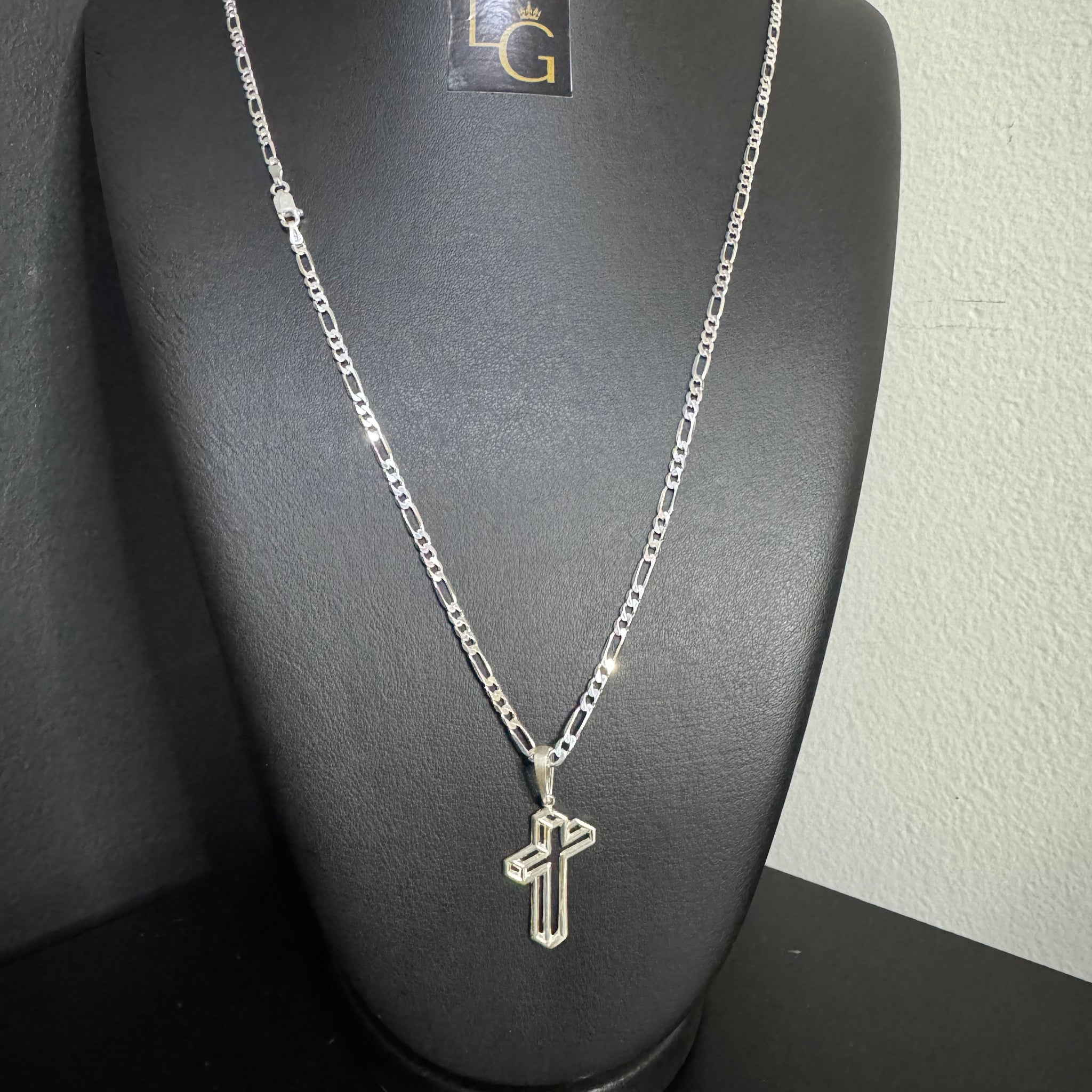 Cordão 3x1 3mm - Cruz Vazada Prata 925