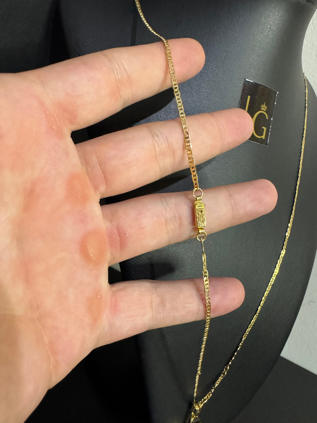 Cordão Piastrine 1,5mm - Cruz palito banhado a ouro 18k