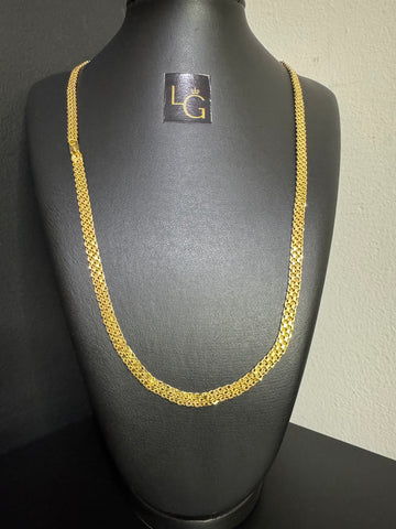 Cordão cadeado triplo 7mm banhado a ouro 18k