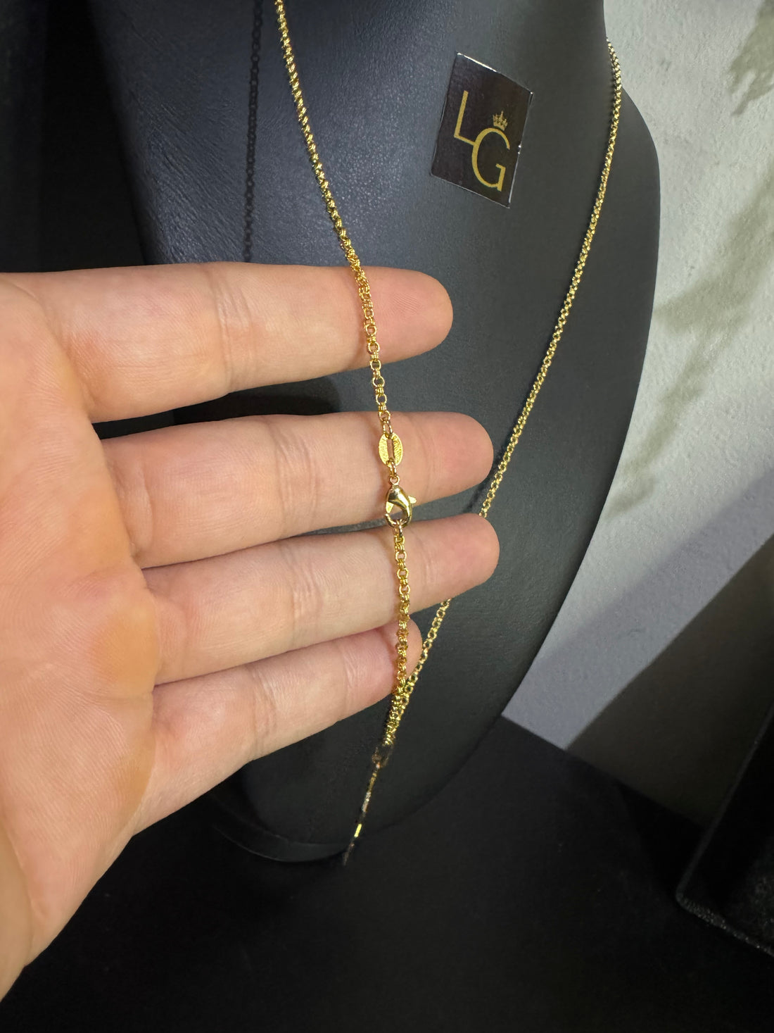 Cordão friso duplo 1,5mm - ping cruz Jesus quadrado banhado a ouro 18k