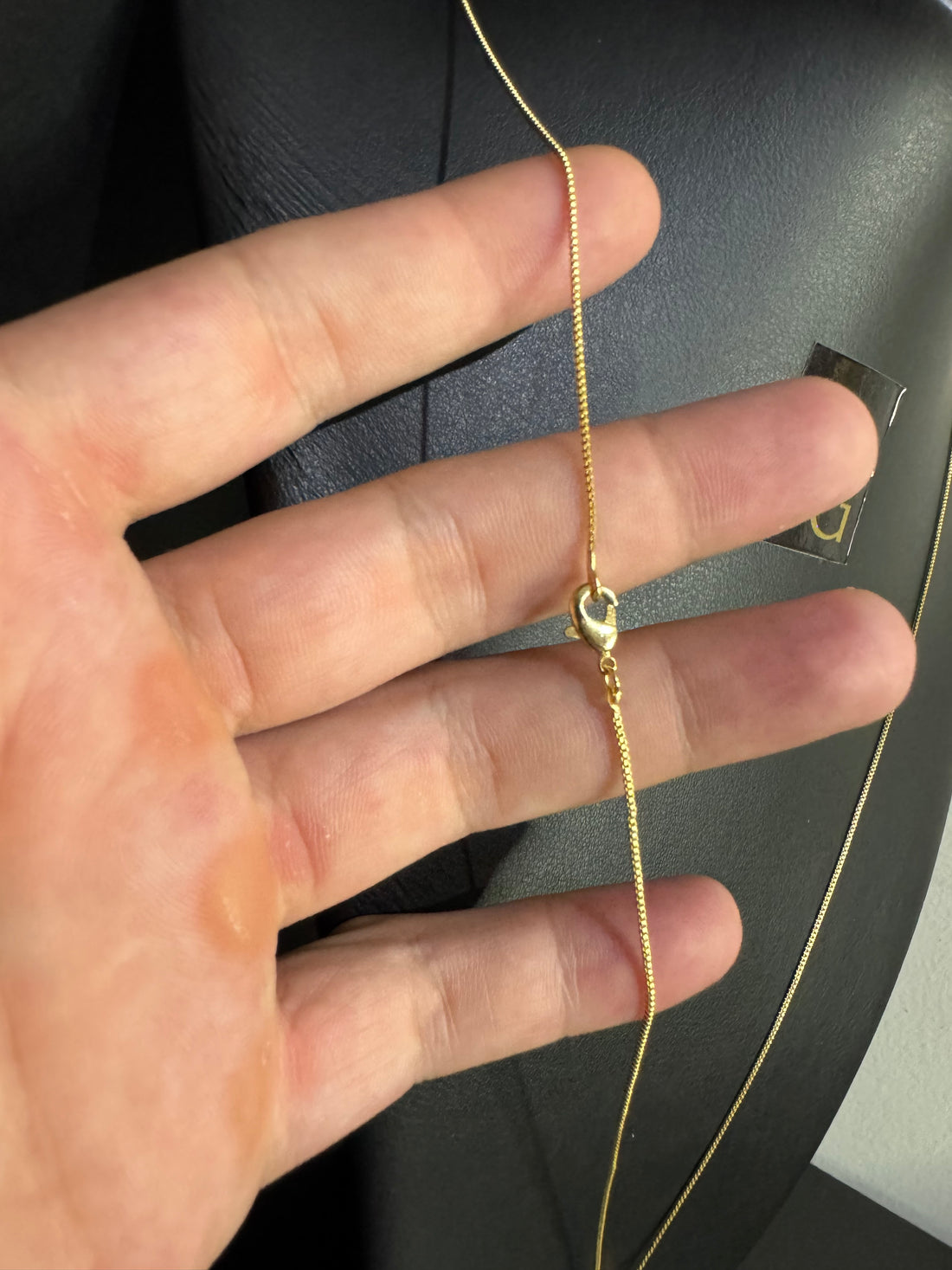 Cordão veneziano 1mm - Cruz palito banhado a ouro 18k
