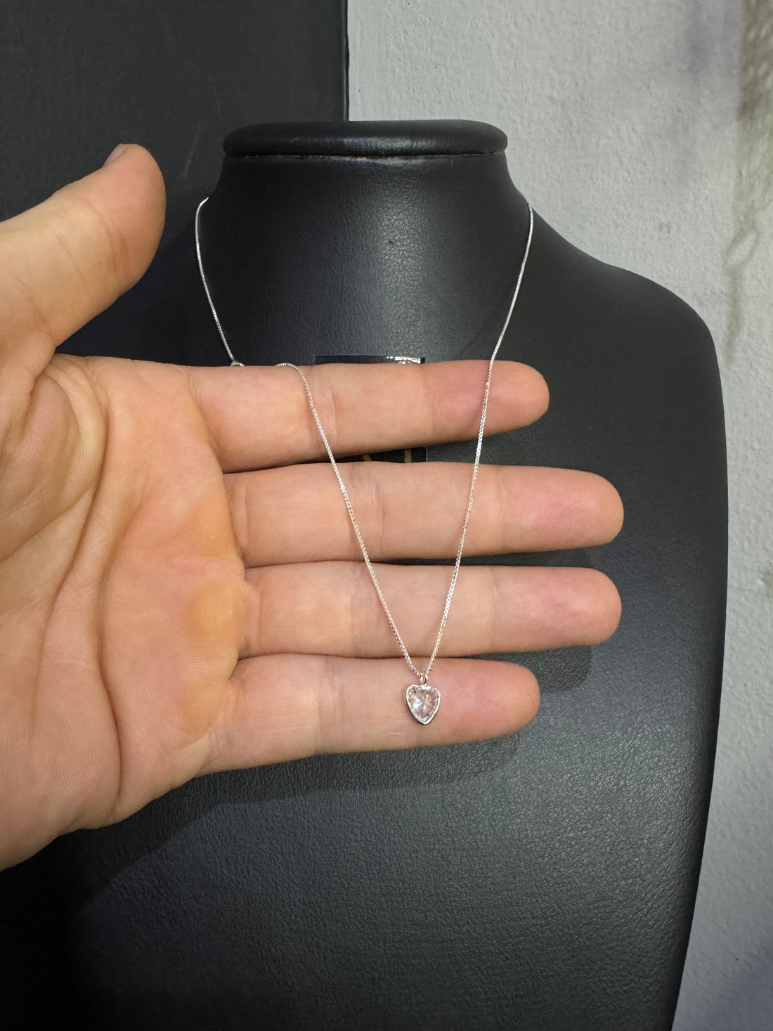 Corrente feminino veneziana 1mm 45cm coração branca PRATA 925