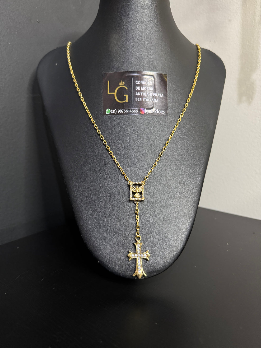 Terço divino Espírito Santo Banhado a ouro