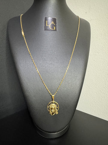 Cordão cadeado 1,5mm - Jesus Cristo banhado a ouro 18k