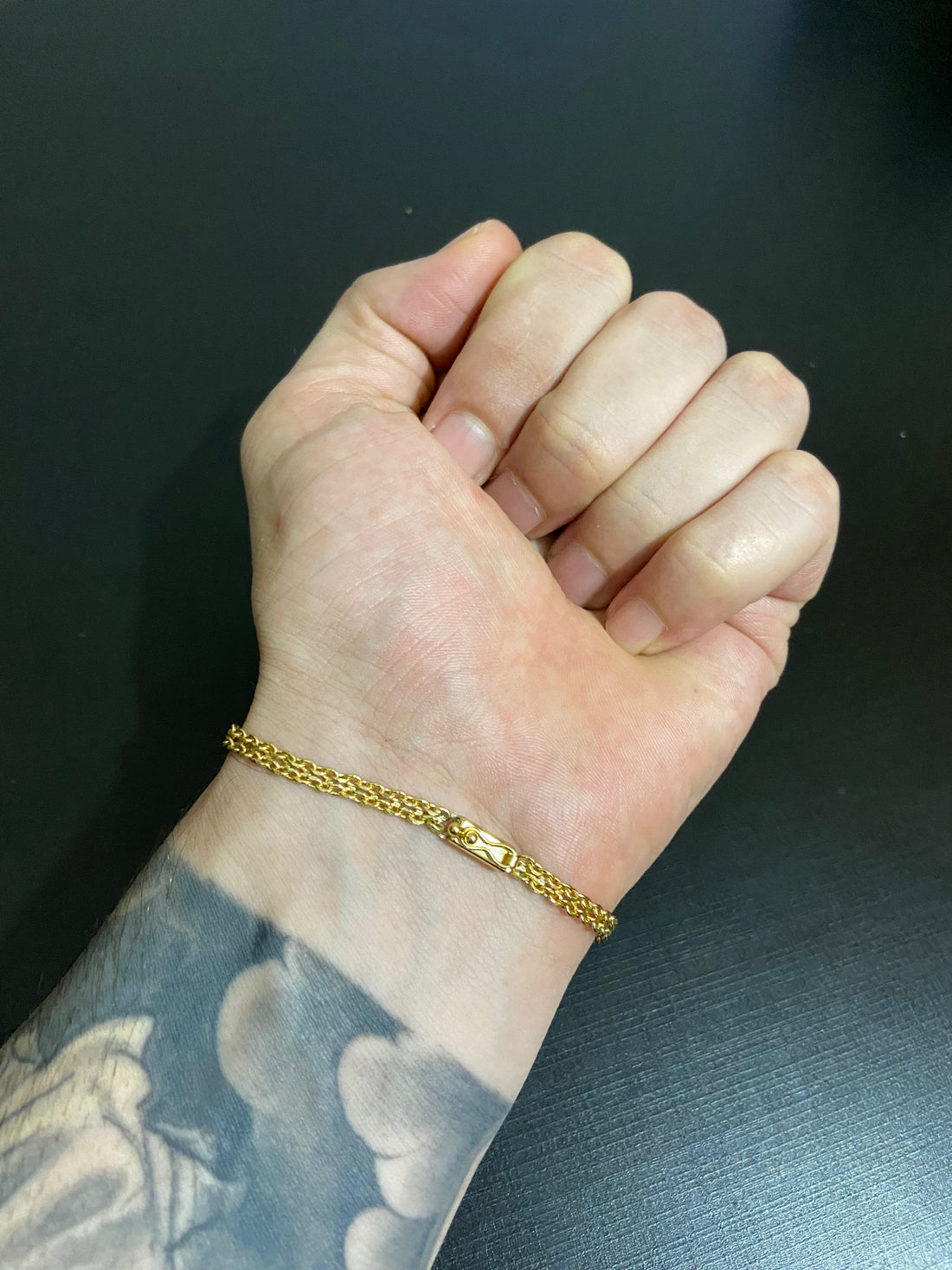 Pulseira Cadeado Duplo 4mm Banhado a Ouro