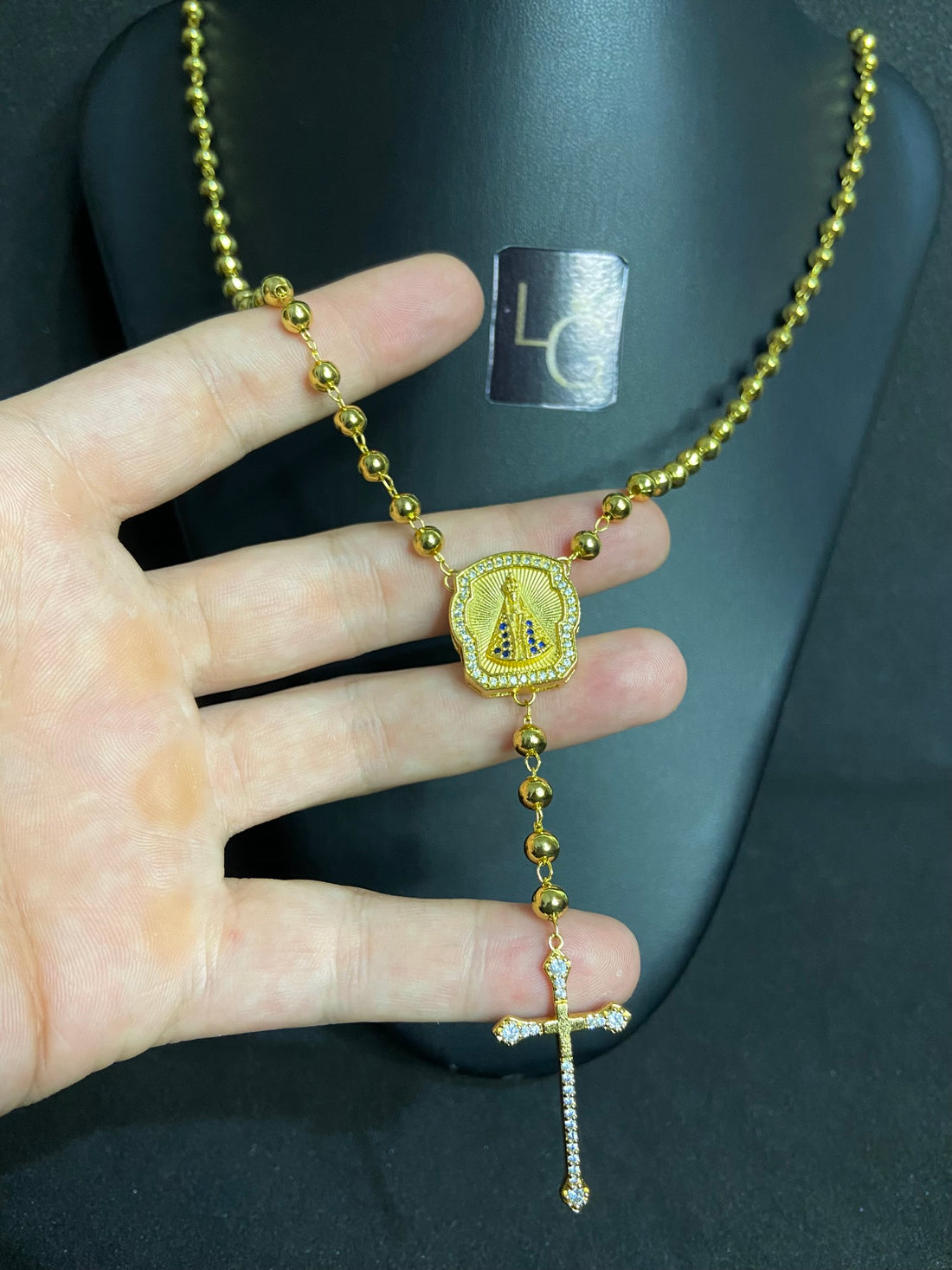 Terço Nossa Senhora Aparecida Banhado a Ouro