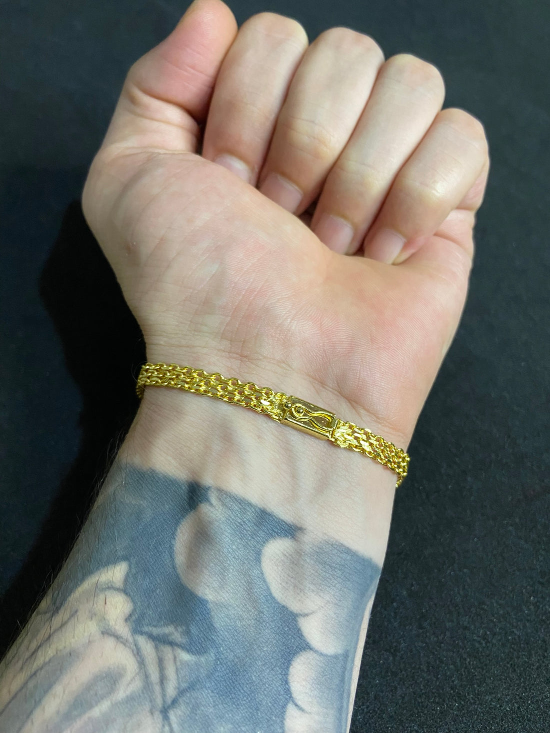 Pulseira Cadeado Triplo 4mm Banhado a Ouro