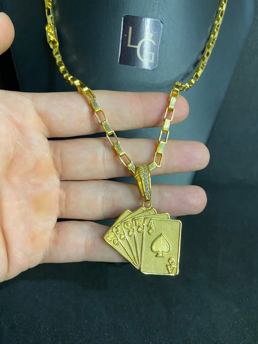 Cordão Tijolinho 5mm - Ping Cartas Baralho Banhado a Ouro