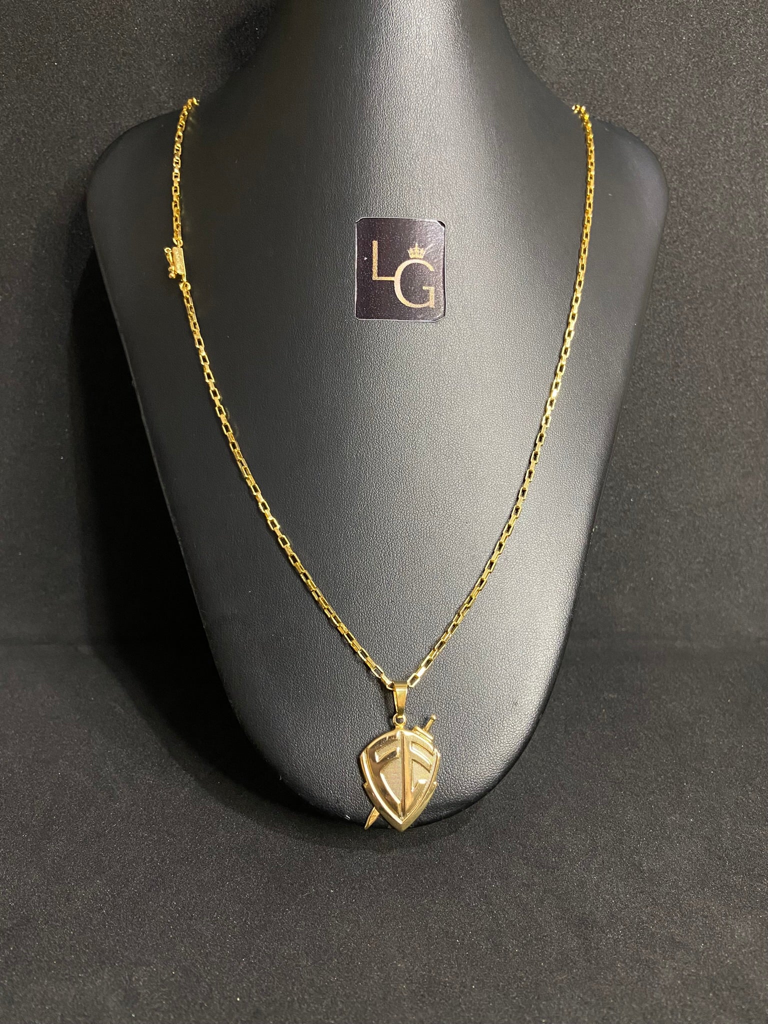 Cordão Tijolinho 1,5mm - Ping Fé Escudo Banhado a ouro