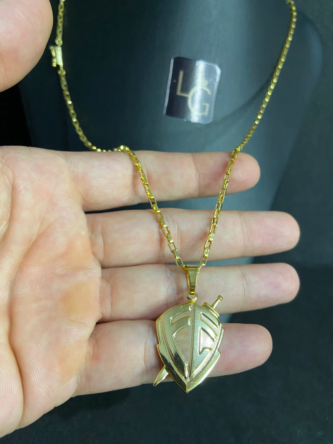 Cordão Tijolinho 1,5mm - Ping Fé Escudo Banhado a ouro