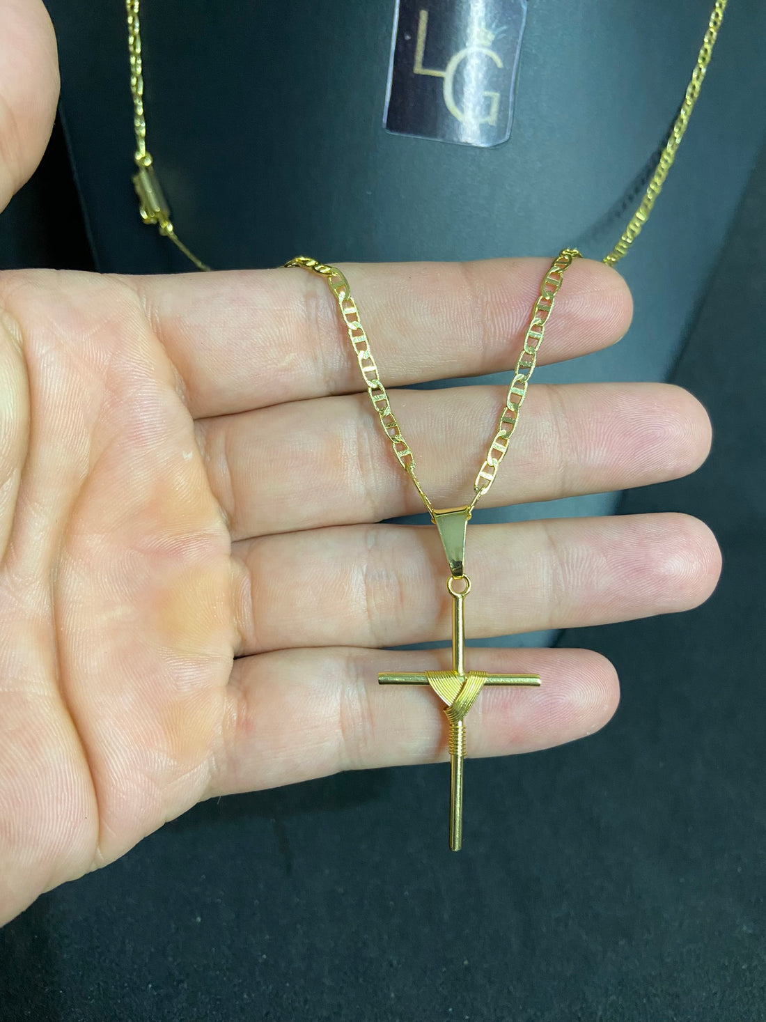 Cordão Piastrine 1,5mm - Ping Cruz Palito Banhado a Ouro